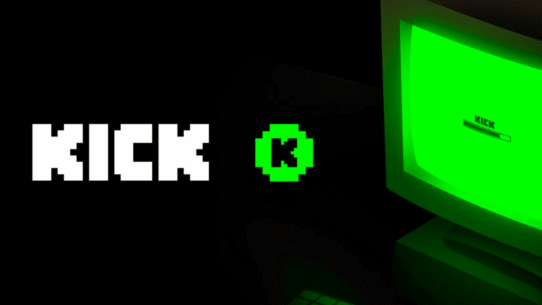 Écran d'ordinateur rétro vert avec le mot Kick