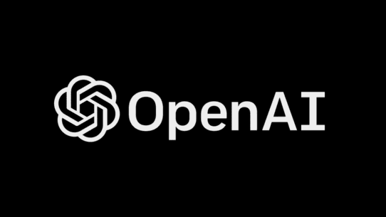 Logo d'OpenAI avec texte blanc sur fond noir