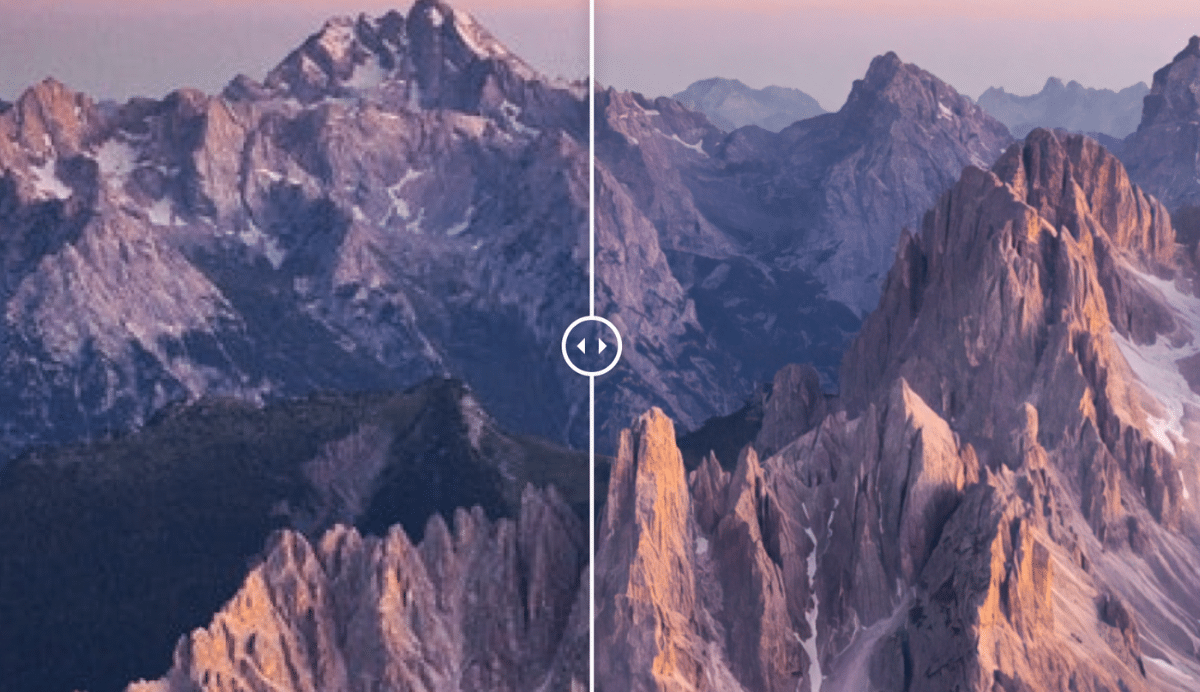 Deux vues contrastées de montagnes au coucher du soleil