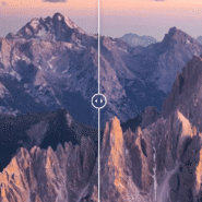 Deux vues contrastées de montagnes au coucher du soleil