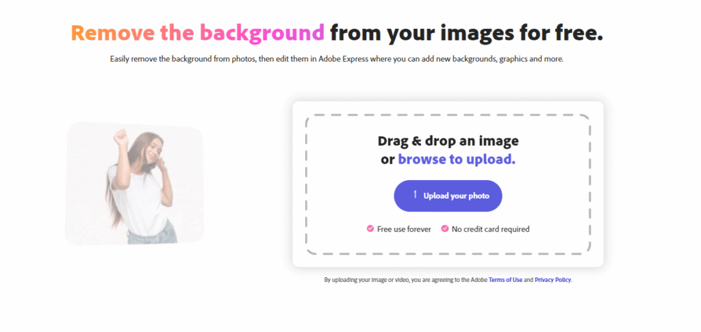 Adobe Express - supprimer le fond d'une image en ligne