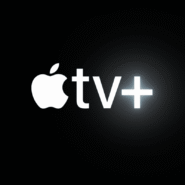 Logo Apple TV+ en blanc sur fond noir