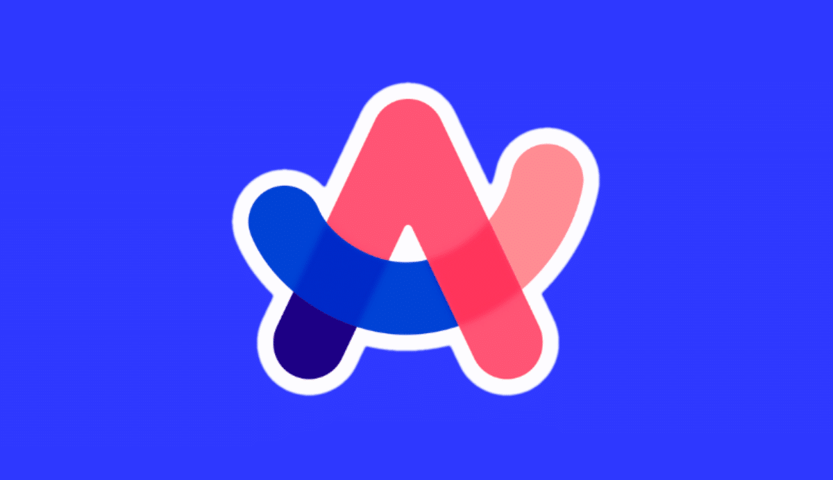 Logo stylisé avec des couleurs bleu et rose