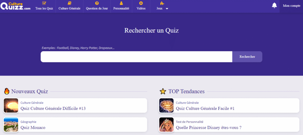 Culture Quizz - Quizz en ligne gratuits