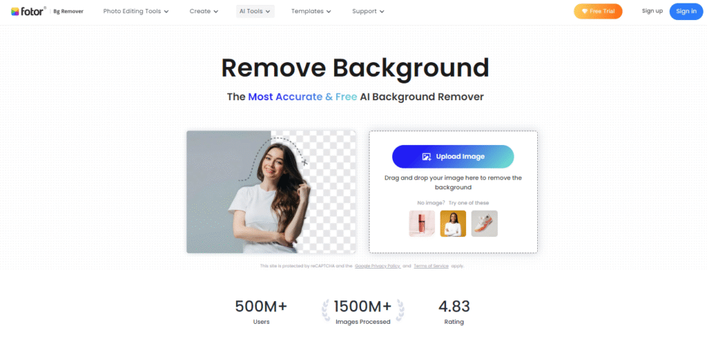 Fotor - supprimer le fond d'une image en ligne
