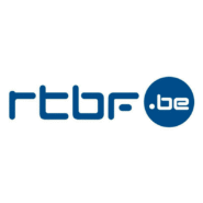 Logo de la RTBF avec texte bleu sur fond blanc
