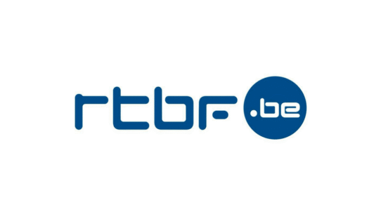 Logo de la RTBF avec texte bleu sur fond blanc
