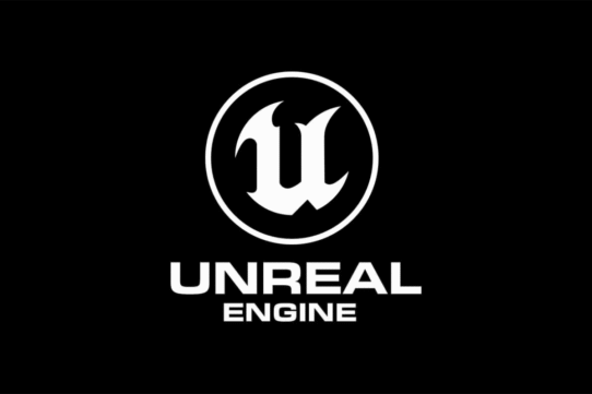 Logo blanc d'Unreal Engine sur fond noir