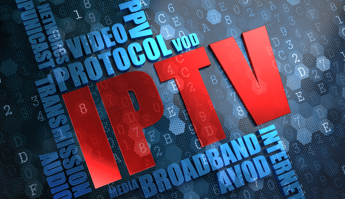 Illustration sur les technologies IPTV avec des mots-clés associés