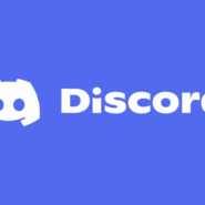 Logo blanc de Discord sur fond bleu