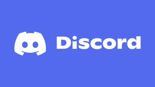 Logo blanc de Discord sur fond bleu