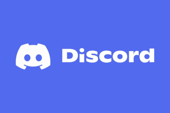 Logo blanc de Discord sur fond bleu