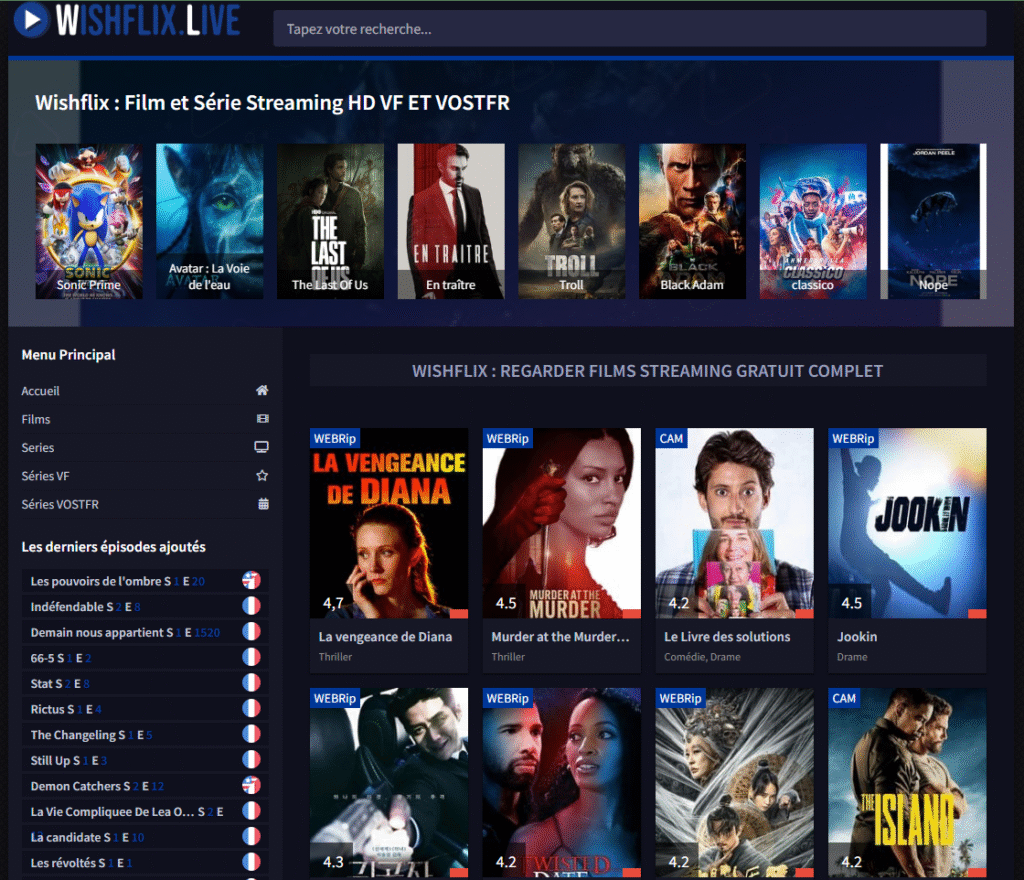 Top 20 des meilleurs sites de streaming gratuit pour regarder films et séries en ligne 10 wishflix 1
