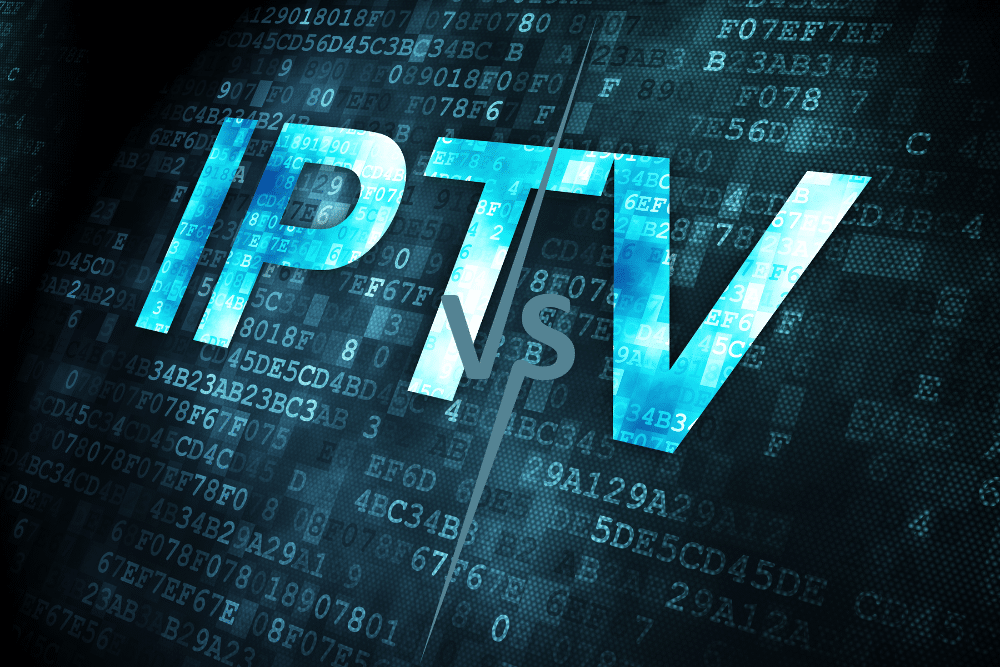 Illustration numérique montrant IPTV vs TV