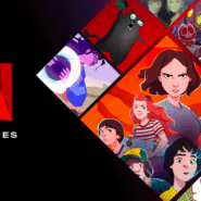 Montage d'images de jeux vidéo Netflix avec personnages animés