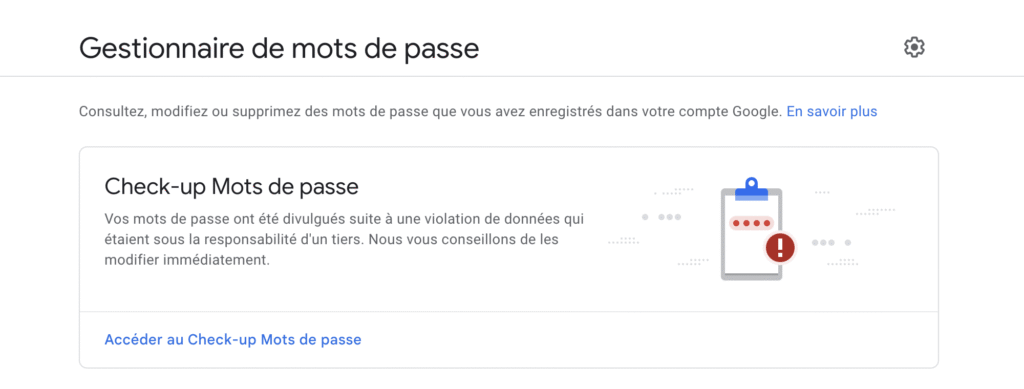 Gestionnaire de mots de passe Google