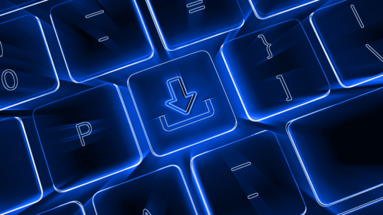 Clavier lumineux avec une touche de téléchargement en surbrillance