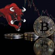 Illustration d'un taureau avec des pièces de Bitcoin