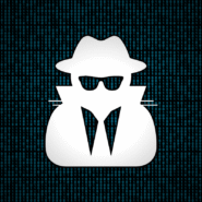 Silhouette d'espion sur fond de code binaire