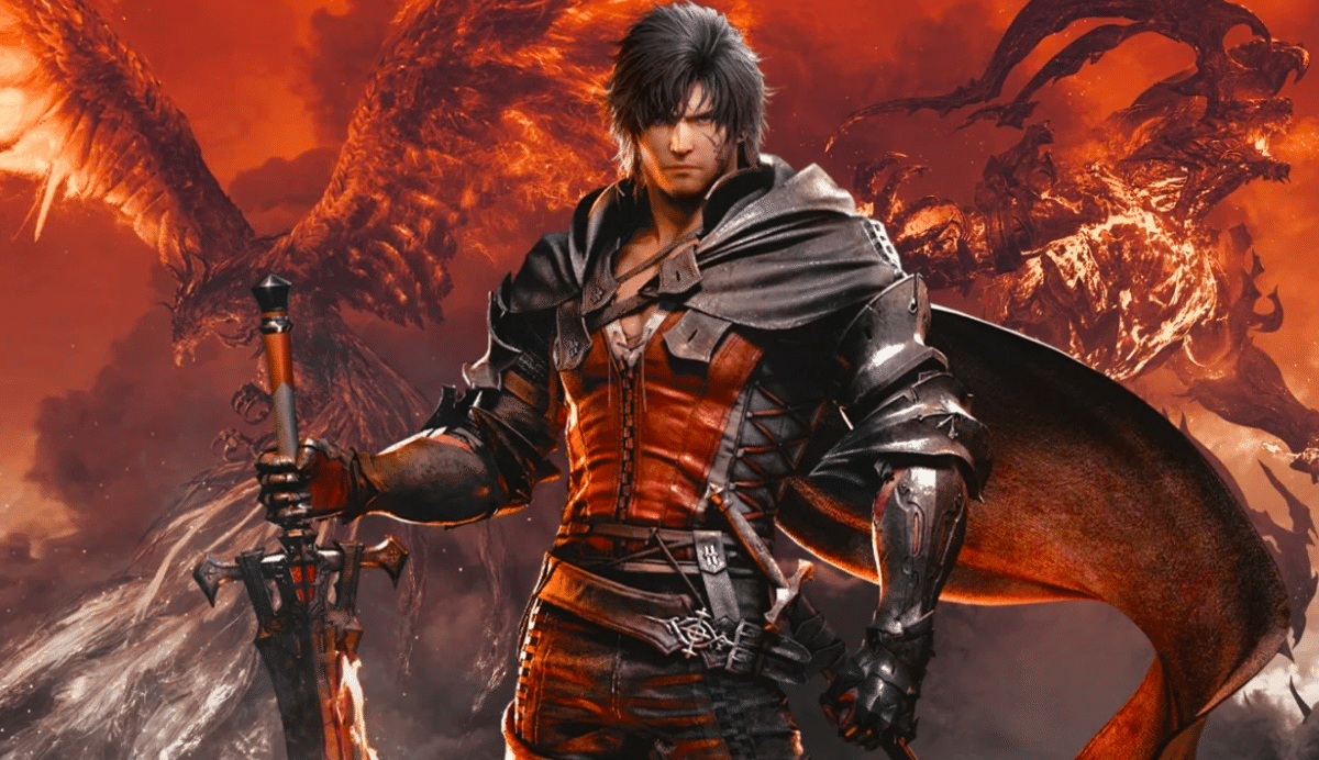 Guerrier en armure avec une épée devant un oiseau de feu