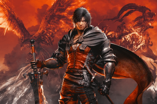 Guerrier en armure avec une épée devant un oiseau de feu