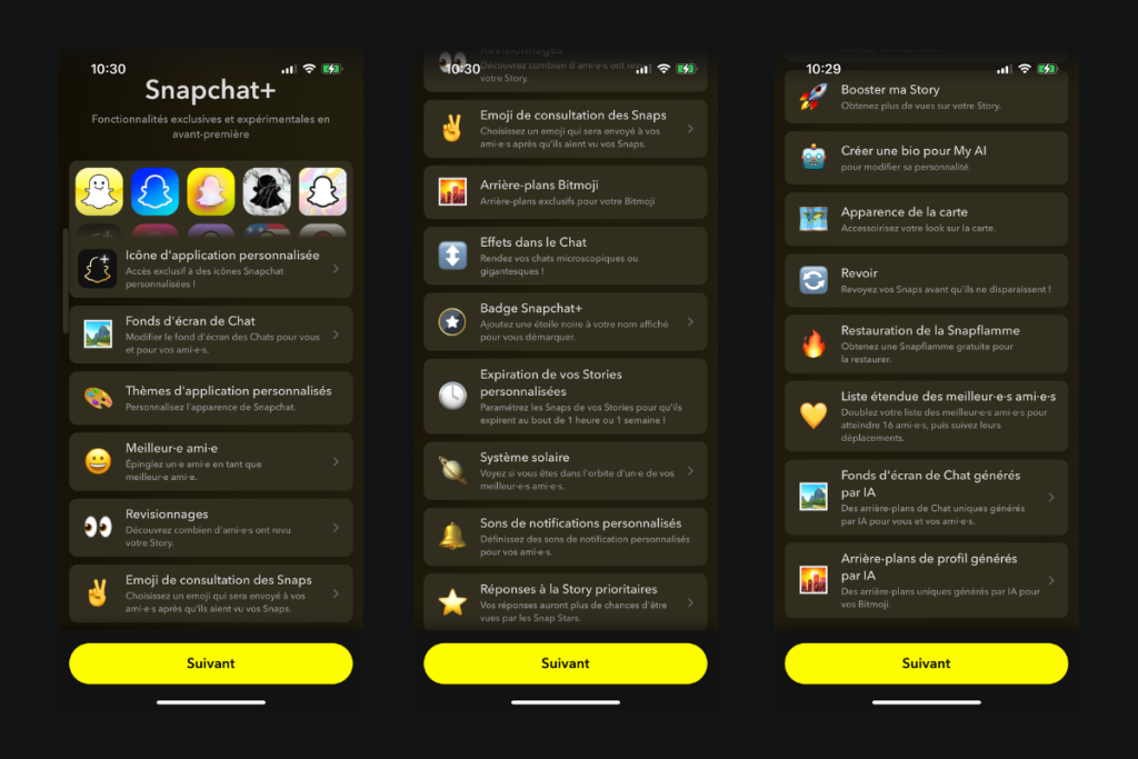 Fonctionnalités Snapchat Plus