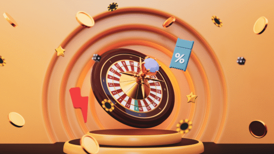 Roulette et jetons flottant dans un design dynamique