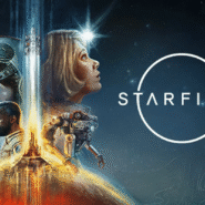 Illustration du jeu vidéo Starfield avec des personnages et un robot