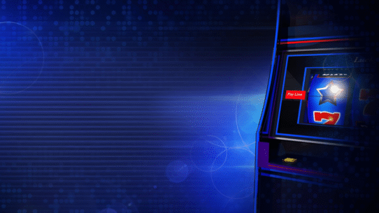 Machine à sous illuminée avec un écran numérique étoilé