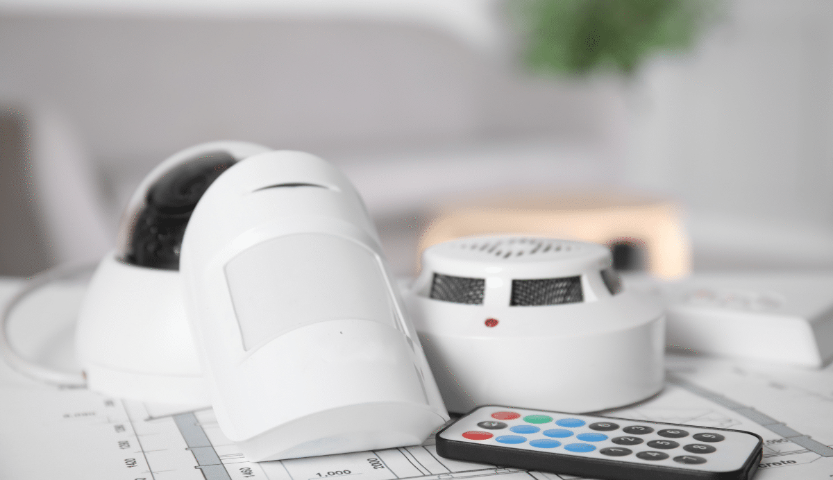 Équipements de sécurité sur plan de maison