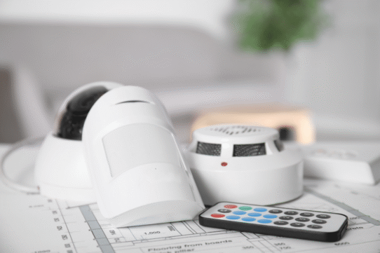 Équipements de sécurité sur plan de maison