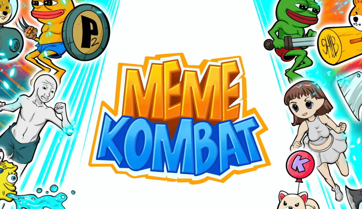 Personnages de bande dessinée autour du logo Meme Kombat