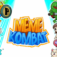 Personnages de bande dessinée autour du logo Meme Kombat