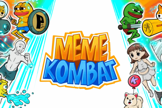 Personnages de bande dessinée autour du logo Meme Kombat