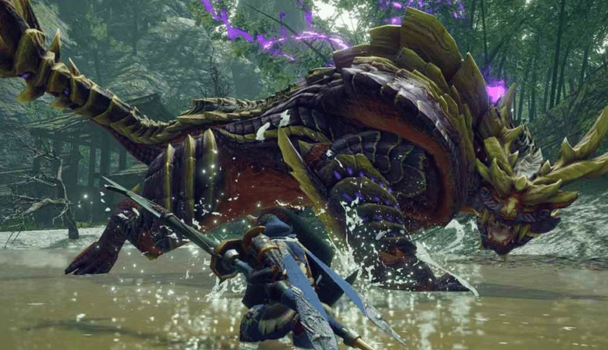 Guerrier affrontant un dragon dans une forêt enchantée