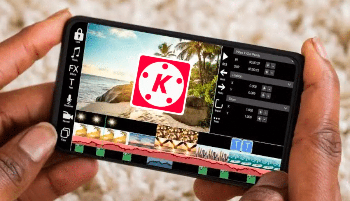 Application de montage vidéo sur smartphone en cours d'utilisation