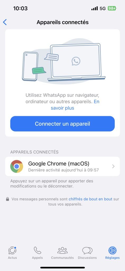 Connecter appareil WhatsApp