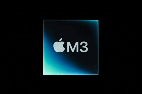 Logo du processeur Apple M3 sur fond noir