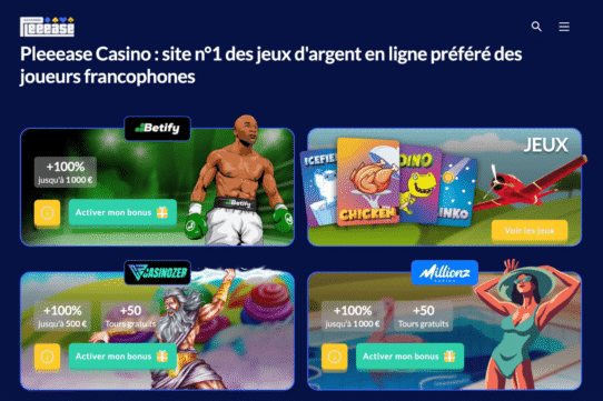 Offres de bonus sur Pleeease Casino pour les joueurs francophones