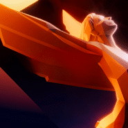 Sculpture numérique en tons orange et noir