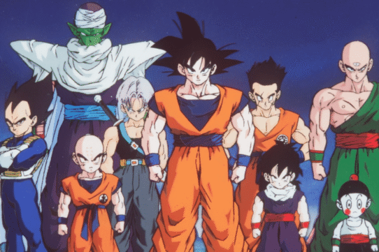 Groupe de personnages d'un célèbre anime japonais
