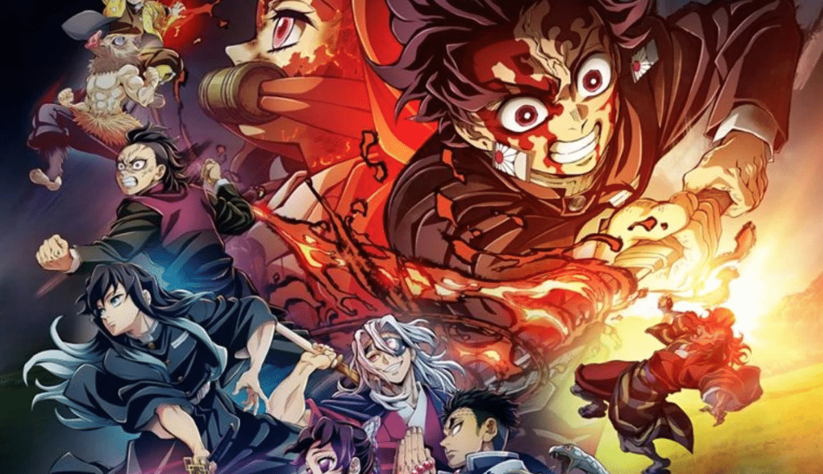 Illustration dynamique de personnages d'anime en pleine action