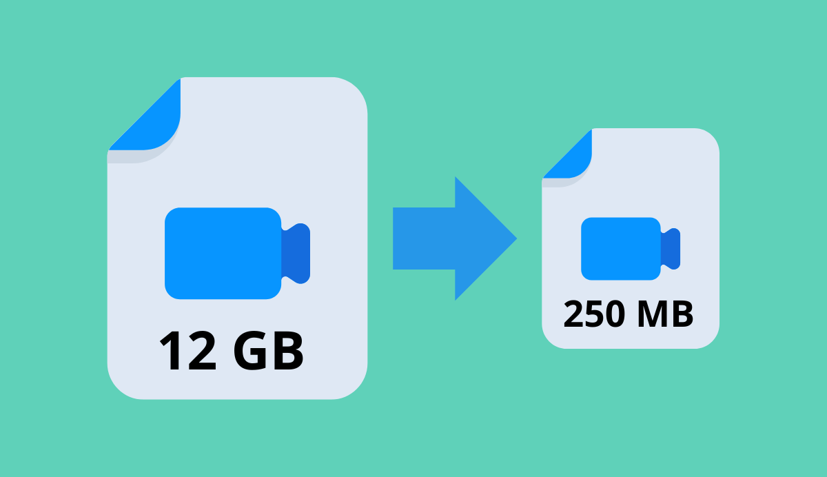 Illustration de compression vidéo de 12 GB à 250 MB