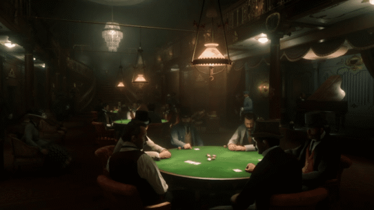 Joueurs de poker autour d'une table dans un salon ancien