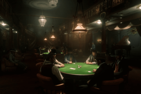 Joueurs de poker autour d'une table dans un salon ancien