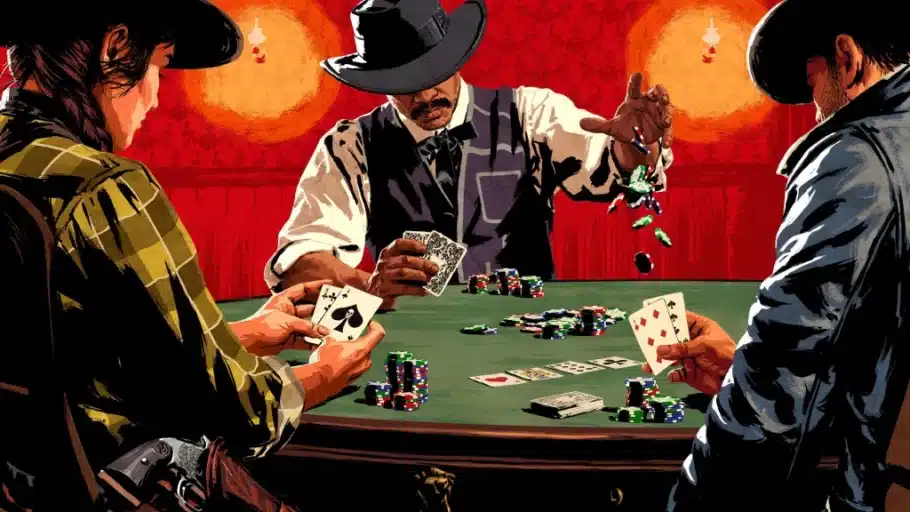 Les jeux de casino dans les jeux vidéo : quand le jeu virtuel flirte avec le hasard 5 poker red dead redemption 2 1 910x512 1