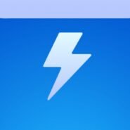 Icône de foudre blanche sur fond bleu dégradé