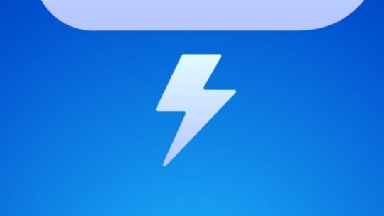 Icône de foudre blanche sur fond bleu dégradé