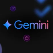 Logo de Gemini avec des icônes colorées sur fond noir