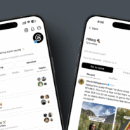 Deux téléphones montrant l'application Threads avec des profils et des publications.